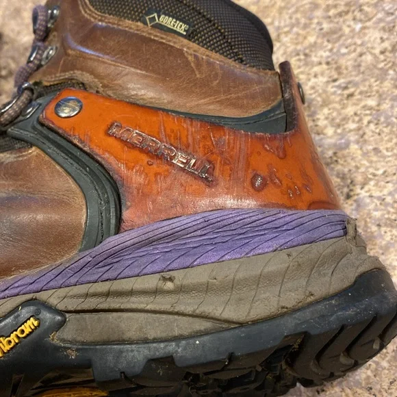 Merrell Gore Tex Crestbound Leather Hiking Boots 11 WITH FLAWS Very Used - Picture 9 of 17